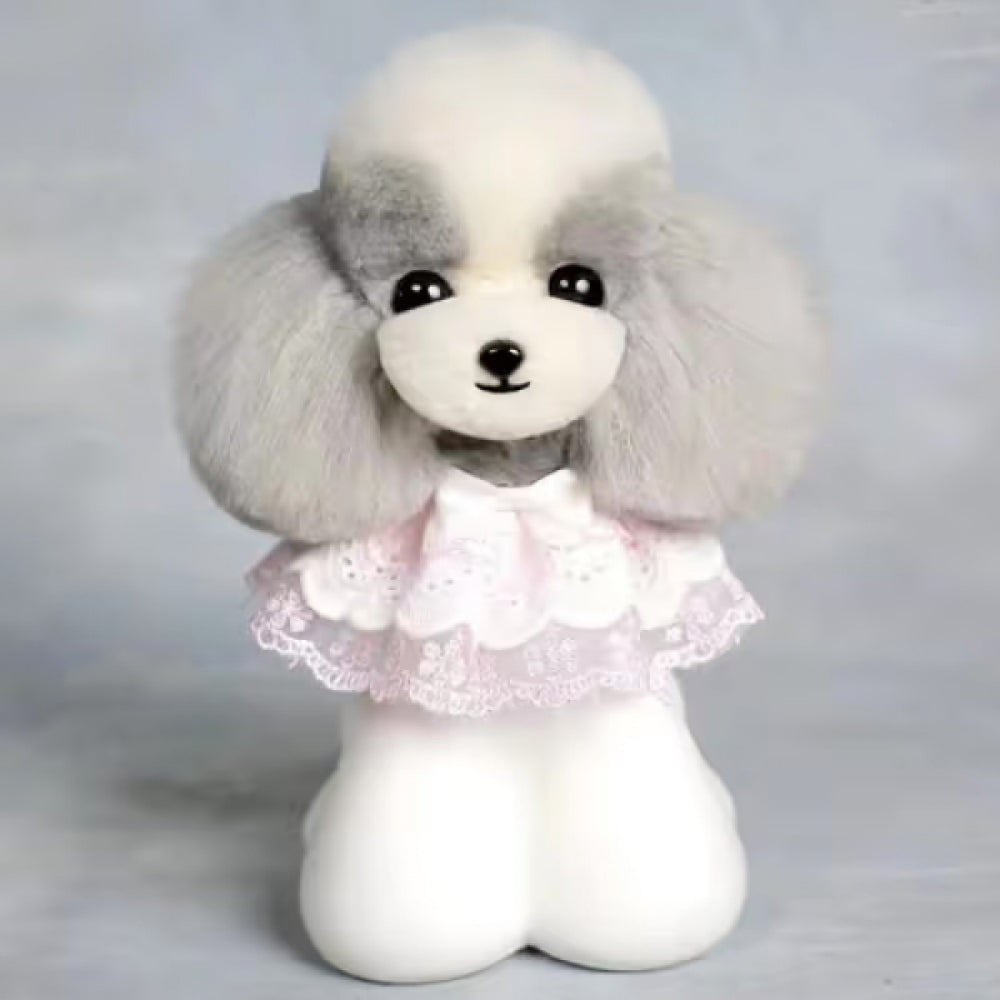 Teddy Kopf-Fell, Grau mit weißer Schnauze – Ohren nach unten (Teddy head hair (grey, white mouth)