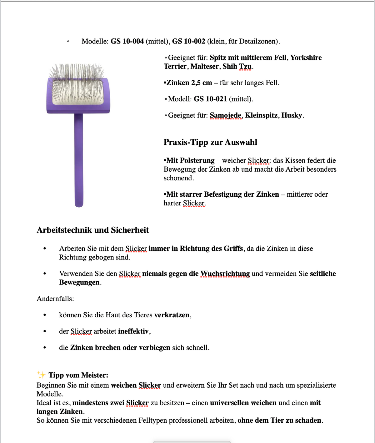 Professional Grooming Handbook – in deutscher Sprache