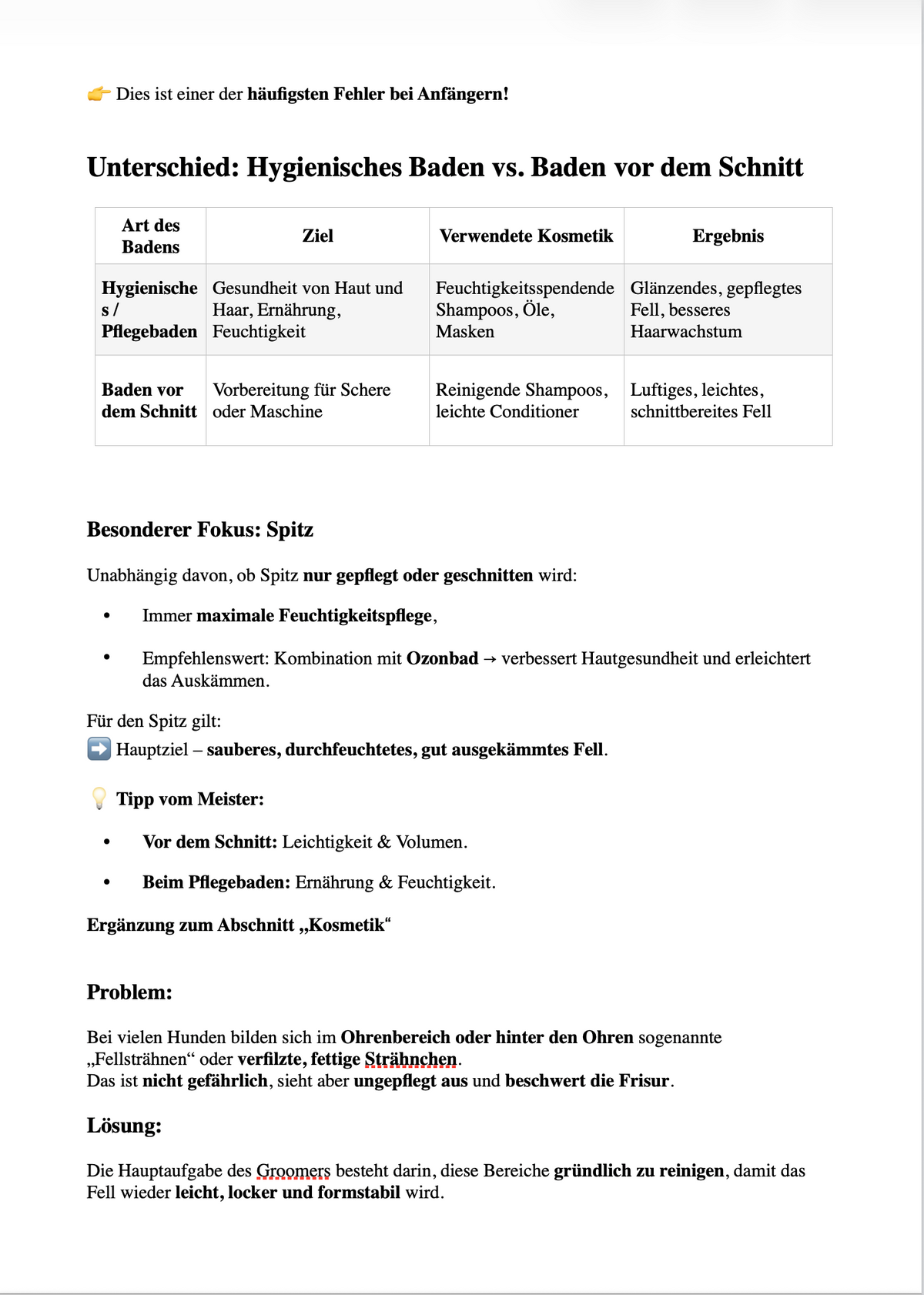 Professional Grooming Handbook – in deutscher Sprache