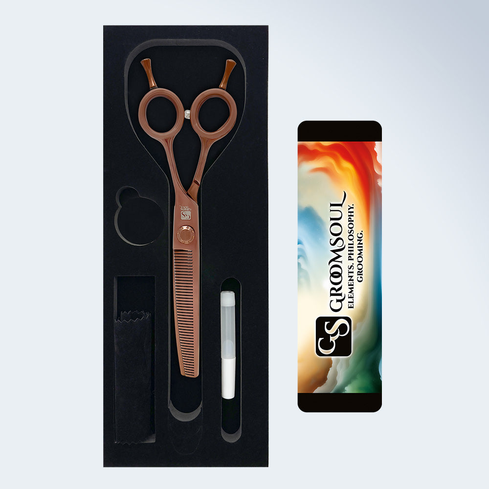 Groom Soul Harmonia curved grooming scissors for dogs, 6.5 inches