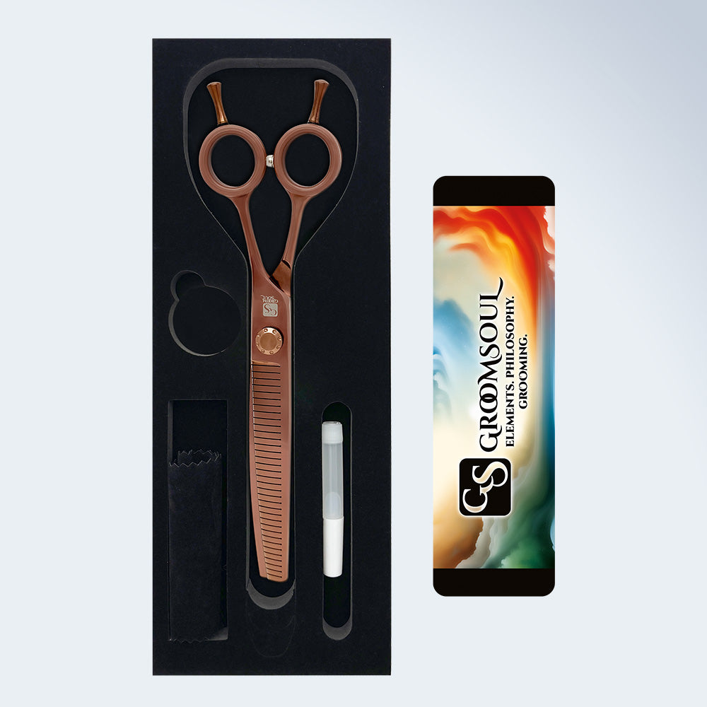 Groom Soul Harmonia curved grooming shears for dogs, 7 inches