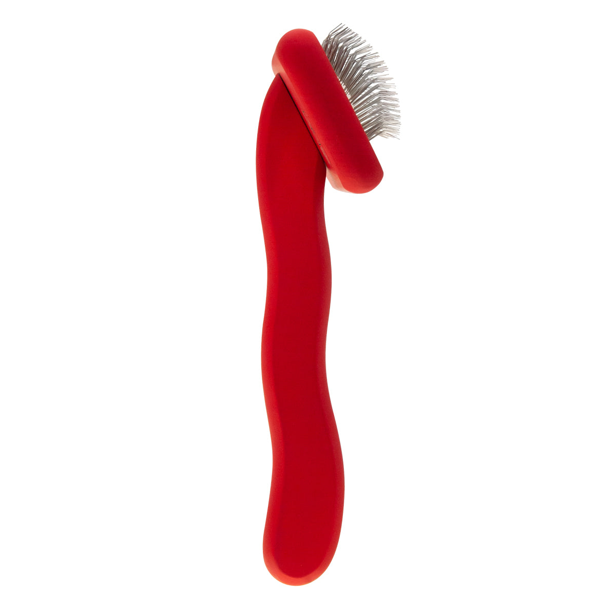 Small slicker brush for animals with medium-length bristles Groom Soul Natural Series Soft Pins Red