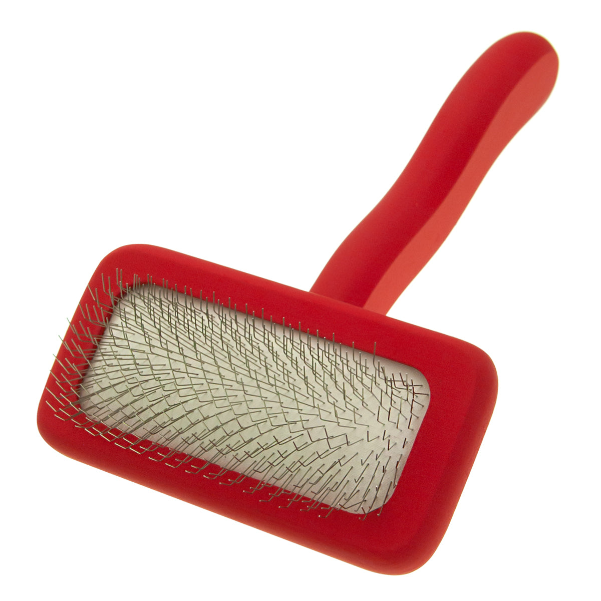 Small slicker brush for animals with medium-length bristles Groom Soul Natural Series Soft Pins Red