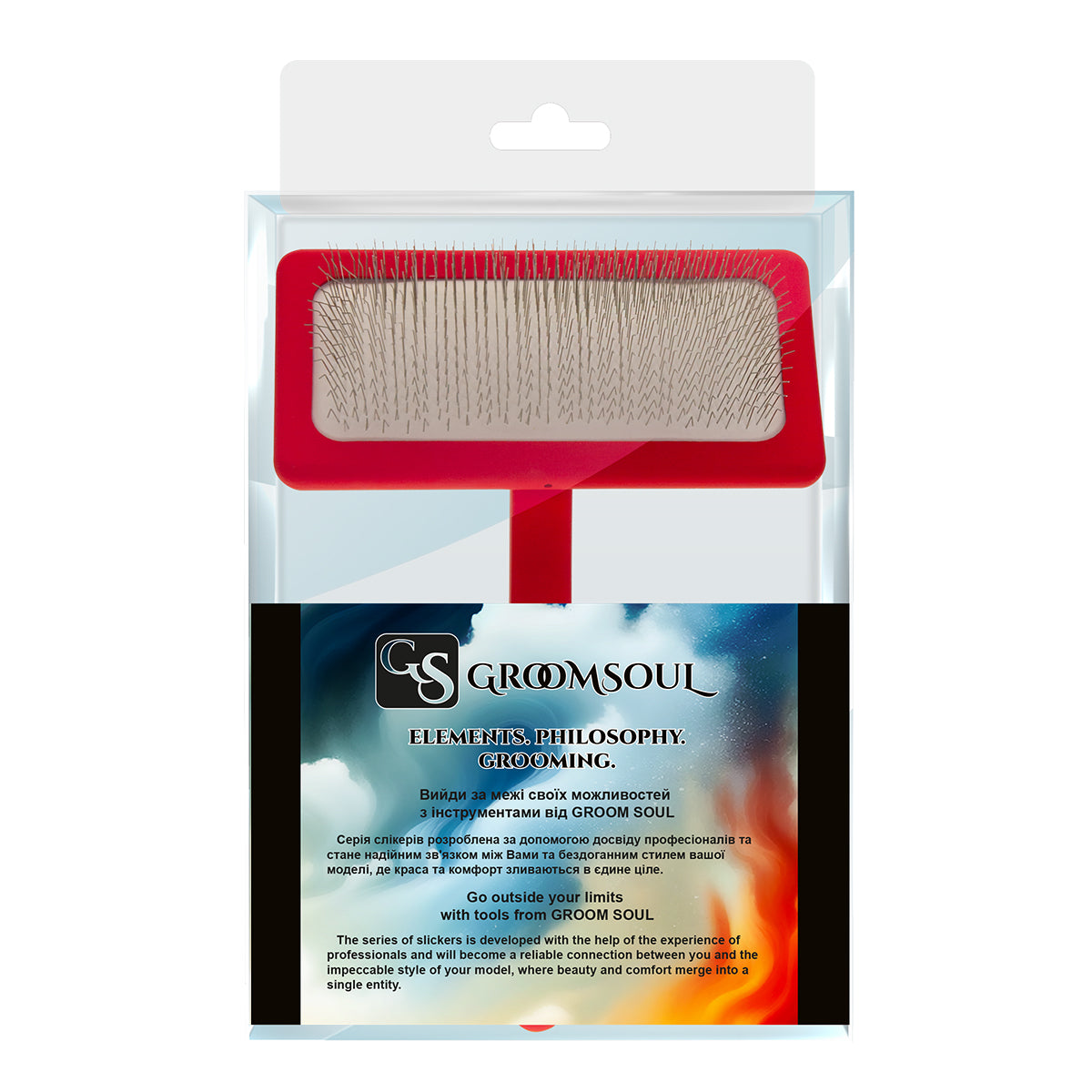 Zupfbürste für Tiere mit mittellangen Zinken Groom Soul Natural Series Soft Pins Red