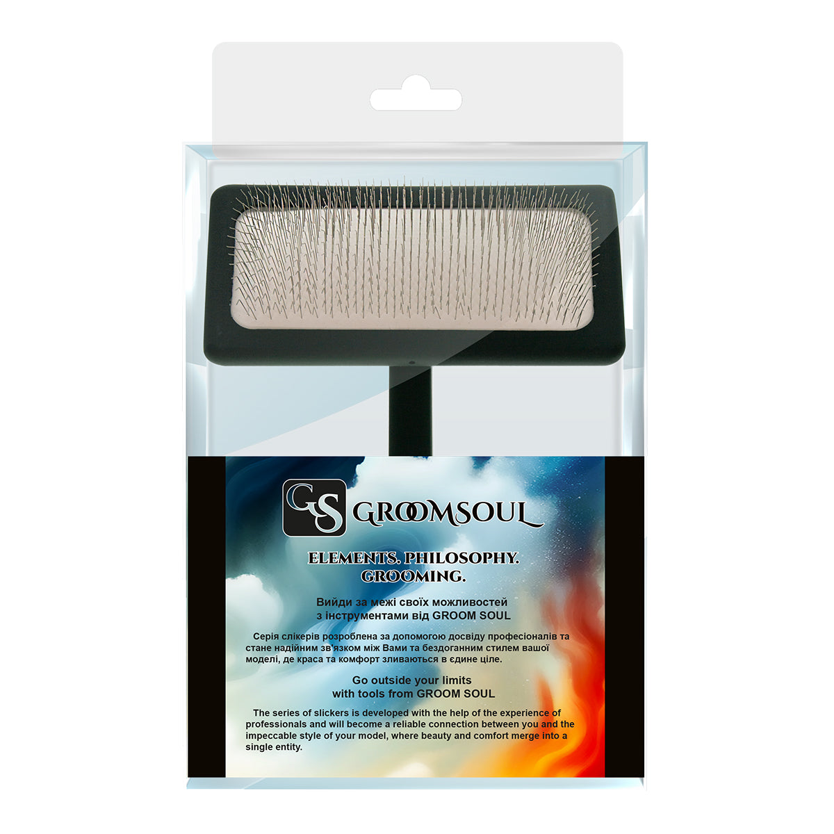 Щетка-пуходерка для животных со средними зубцами Groom Soul Natural Series Soft Pins Black