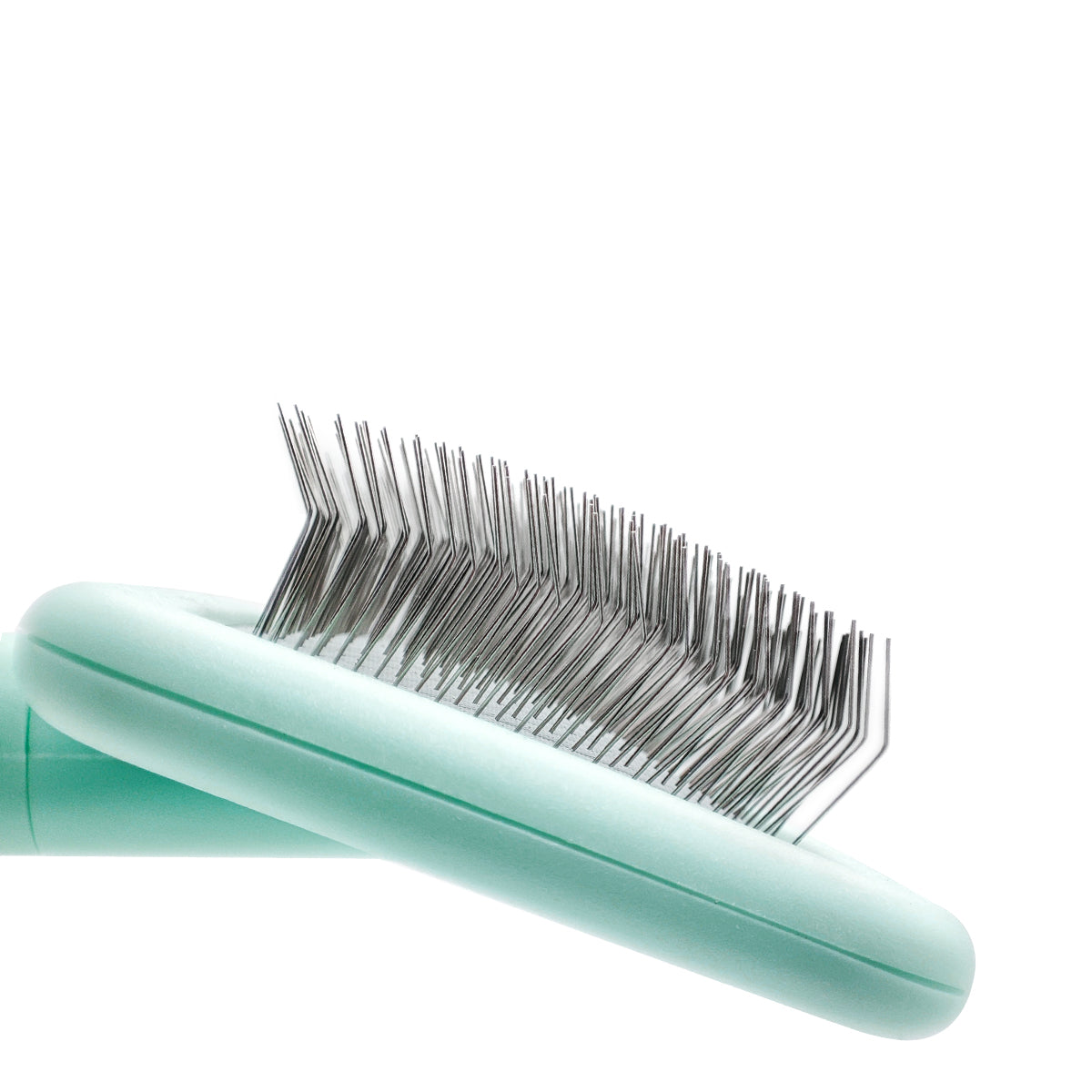 Small slicker brush for pets with medium-length bristles Groom Soul Basic Series Soft Pins Mint