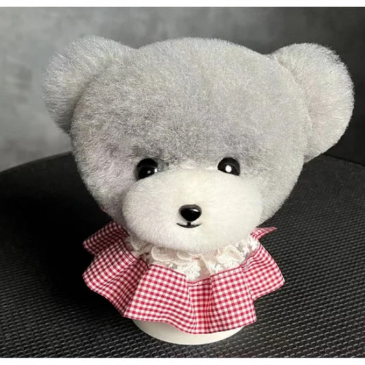 Teddy Kopf-Fell mit Stehohren, Grau mit weißer Schnauze (Standing ear teddy head fur (Gray, white mouth)