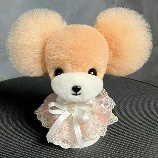 Teddy Kopf-Fell mit Stehohren, Champagner mit weißer Schnauze (Standing ear teddy head fur (Champagne, white mouth)