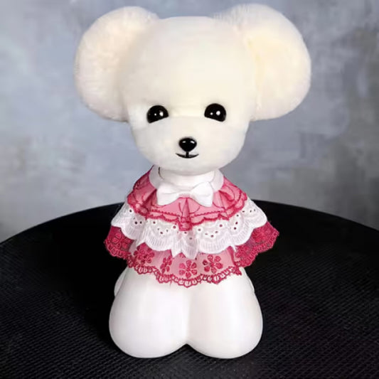 Teddy Kopf-Fell, Weiß – Ohren nach oben (Teddy head hair (white)